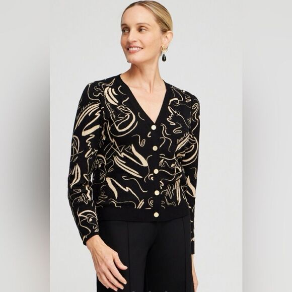 Chico’s Cardigan Sweater Lurex Button Front Cardigan - Picture 1 of 11